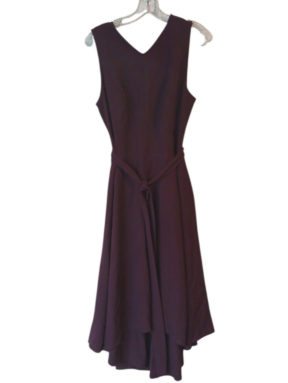 Lane Bryant Sleeveless V-Neck Wine Dress with Waist Tie Size 12 NWT